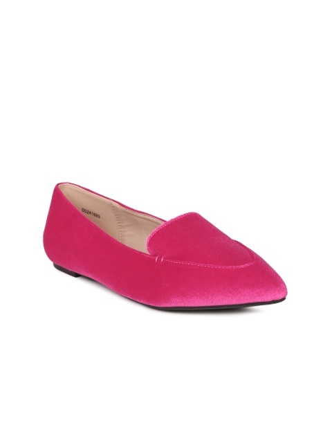 

FOREVER 21 Women Pink Solid Synthetic Ballerinas