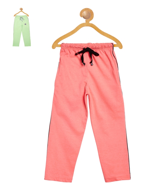 

VIMAL Girls Pack of 2 Slim Fit Track Pants, Peach