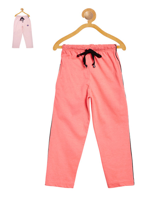 

VIMAL Girls Pack of 2 Slim Fit Track Pants, Peach