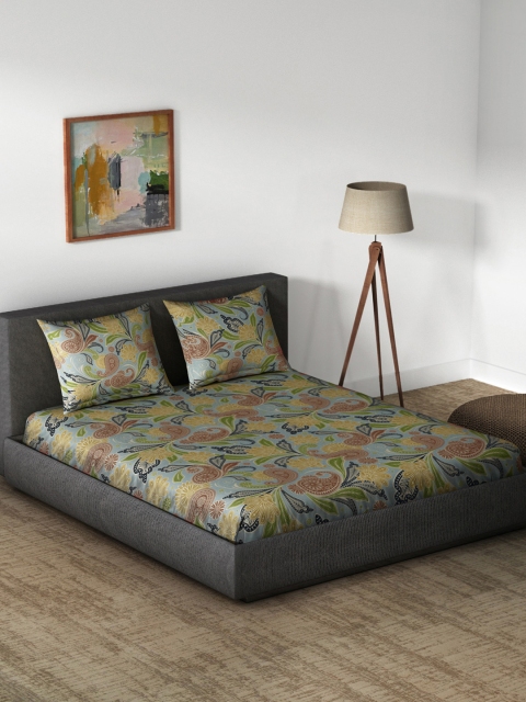 

CORE Designed by SPACES Grey Cotton 1 Queen Bedsheet with 2 Pillow Covers