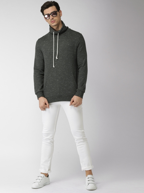 

FOREVER 21 Men Charcoal Grey Self Design Sweatshirt