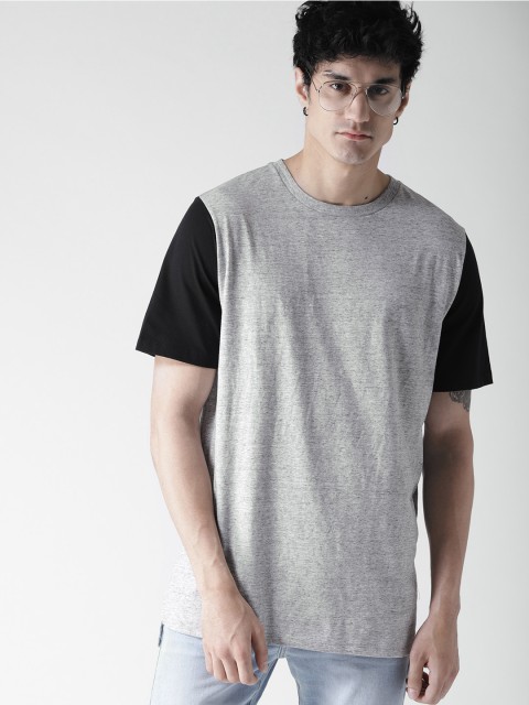 

FOREVER 21 Men Grey Melange Solid Round Neck T-shirt