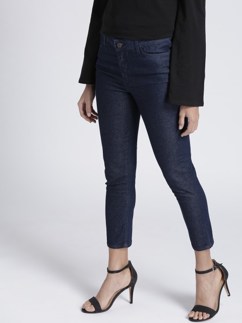 

Chemistry Women Navy Mid-Rise Clean Look Cropped Stretchable Jeans, Navy blue