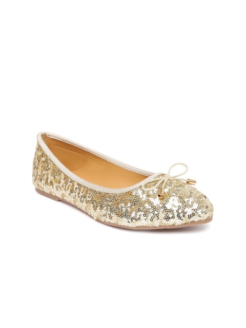 

Ginger by Lifestyle Women Gold-Toned Solid Synthetic Ballerinas