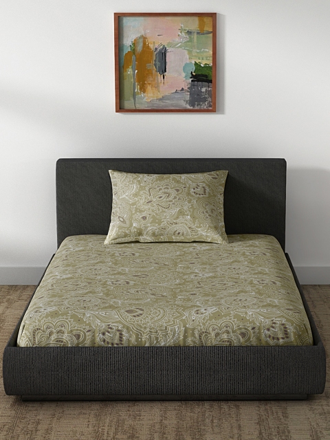 

CORE Designed by SPACES Olive Green Cotton 1 Single Bedsheet with 1 Pillow Cover