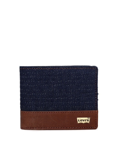 

Levis Men Navy Blue & Brown Colourblocked Two Fold Wallet