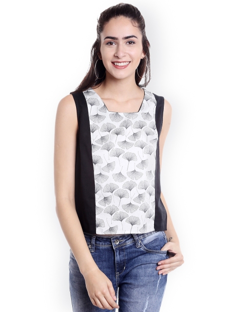 

Fusion Beats Women Black & White Printed Top