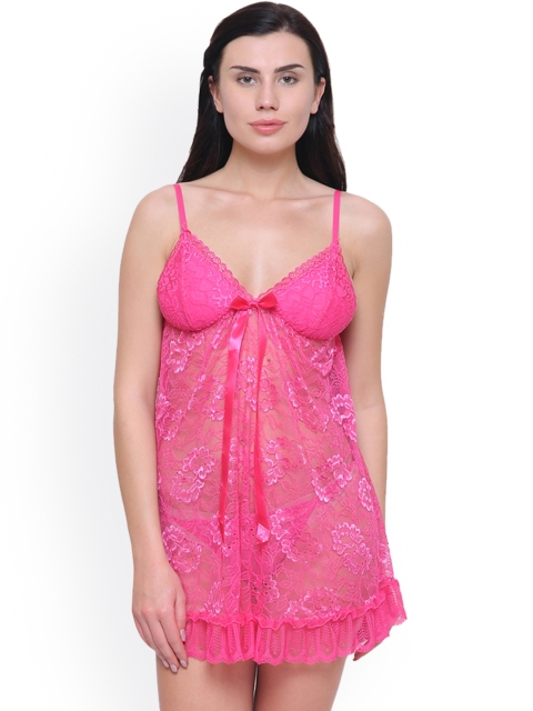 

FashionRack Pink Self Design Baby Doll 1133Pink