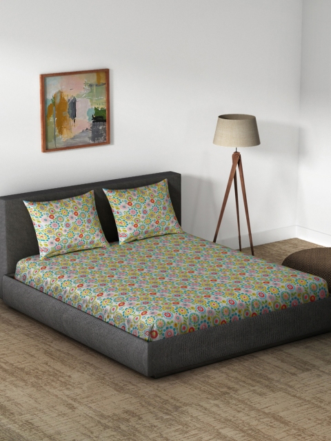 

CORE Designed by SPACES Multicoloured Cotton 1 Queen Bedsheet with 2 Pillow Covers, Multi