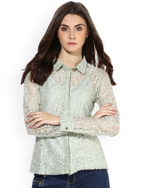 

Kazo Women Green Classic Regular Fit Solid Casual Shirt