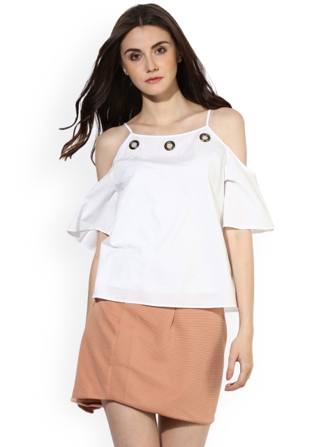 

Kazo Women White Solid Cold Shoulder Top