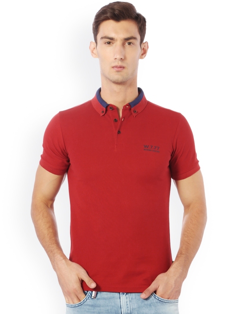 

Solly Sport Men Red Solid Polo Collar T-shirt