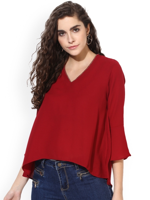 

Kazo Women Maroon Solid High-Low Top