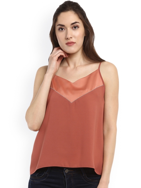 

Kazo Women Rust Brown Solid Styled Back Top