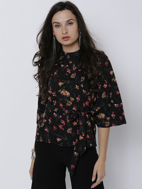 

Tokyo Talkies Women Black Floral Printed Top