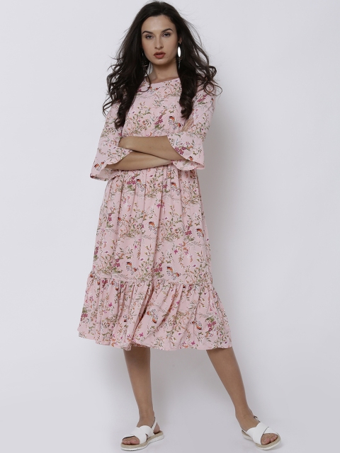 

Tokyo Talkies Women Pink Printed A-Line Dress