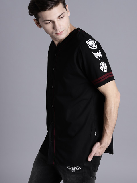 

Kook N Keech Marvel Men Black Regular Fit Solid Casual Shirt