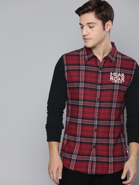 

Game of Thrones by Kook N Keech Men Red & Black Regular Fit Checked Casual Shirt