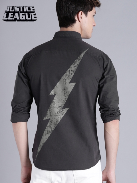 

Justice League Men Charcoal Grey Printed Casual Shirt