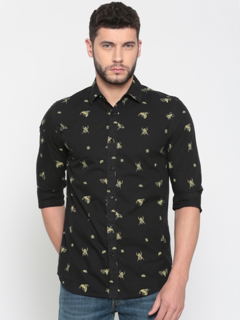 

Jack & Jones Men Black Slim Fit Printed Casual Shirt