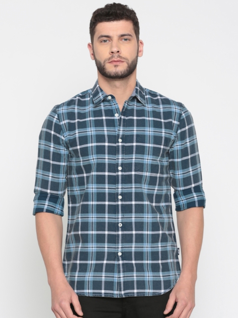 

Jack & Jones Men Blue Checked Slim Fit Casual Shirt