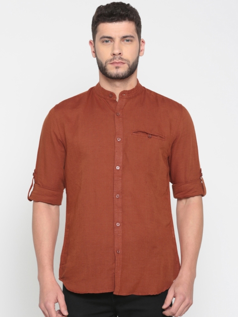 

Jack & Jones Men Rust Slim Fit Solid Casual Shirt