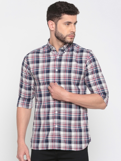 

Jack & Jones Men Maroon & Navy Slim Fit Checked Casual Shirt