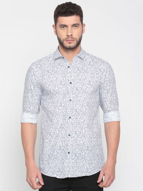 

Jack & Jones Men White & Navy Slim Fit Printed Casual Shirt