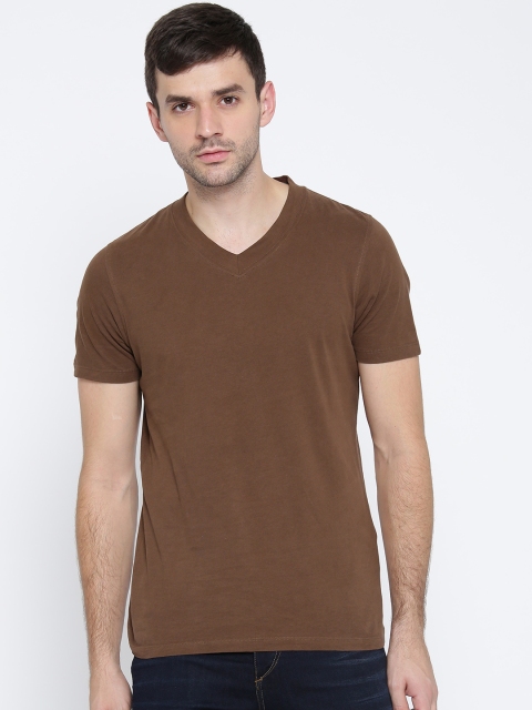 

Jack & Jones Men Brown Solid V-Neck T-shirt