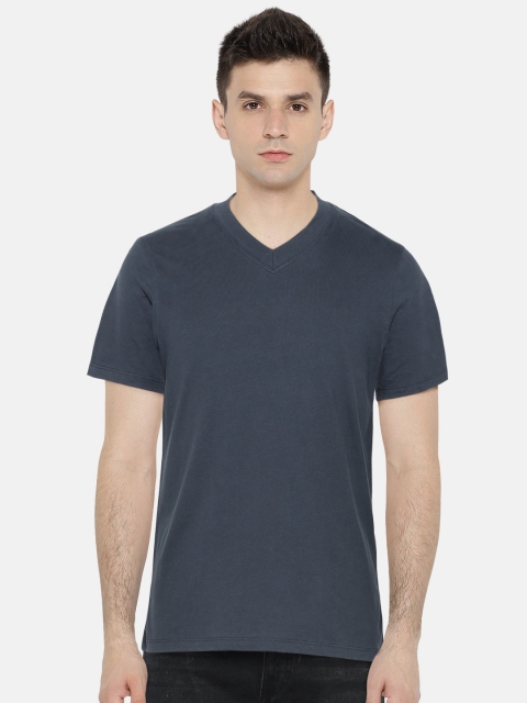 

Jack & Jones Men Navy Blue Solid V-Neck T-shirt