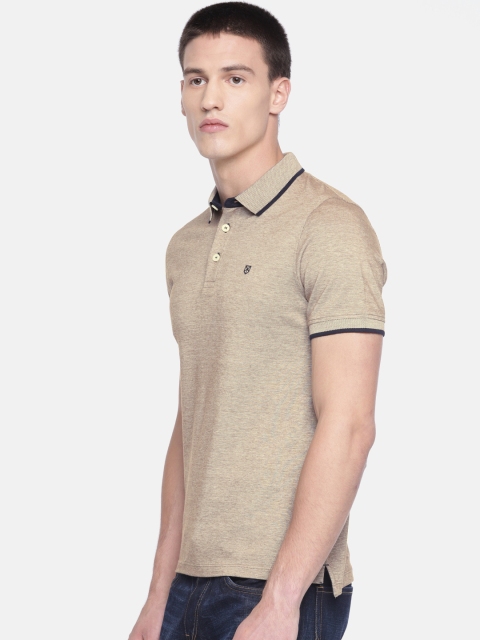 

Jack & Jones Men Brown Self Design Round Neck T-shirt