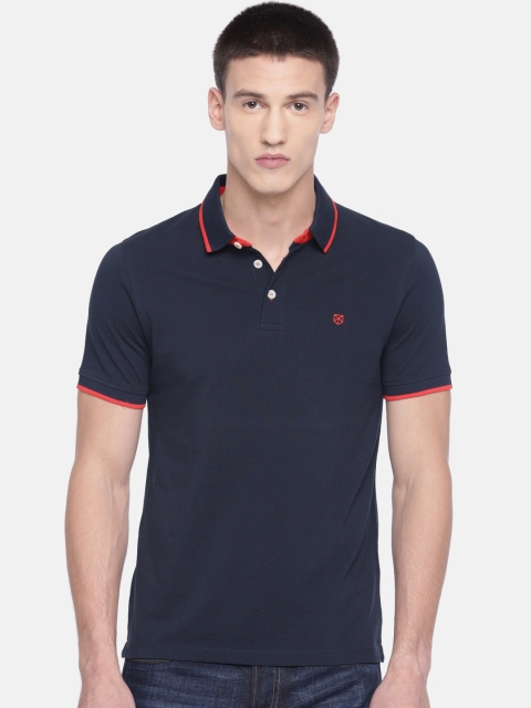 

Jack & Jones Men Navy Blue Solid Round Neck T-shirt
