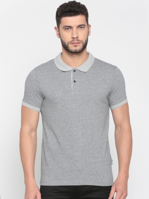 

Jack & Jones Men Grey Self-Design Slim Fit Round Neck T-shirt