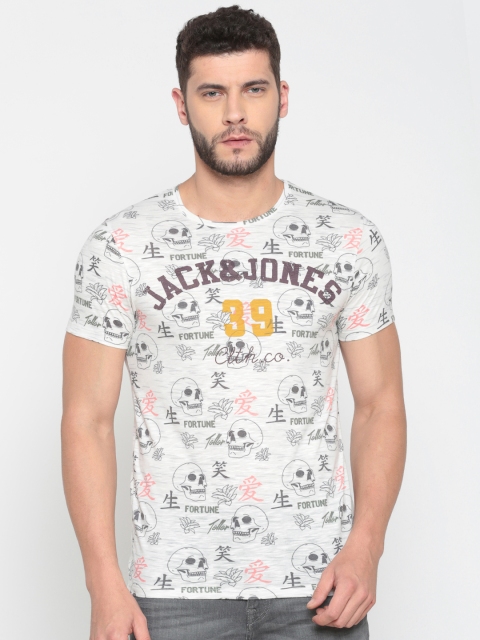 

Jack & Jones Men Grey Printed Round Neck T-shirt
