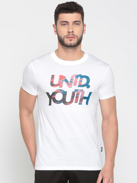 

Jack Jones Men White Slim Fit Printed Round Neck Pure Cotton T-shirt