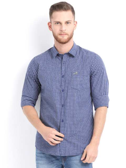 

Crocodile Men Blue & White Slim Fit Checked Casual Shirt