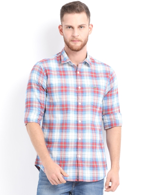 

Crocodile Men Blue & White Slim Fit Checked Casual Shirt