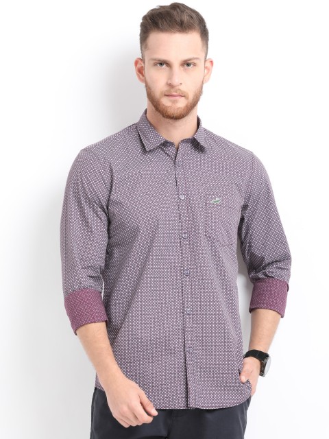 

Crocodile Men Purple & White Slim Fit Printed Casual Shirt