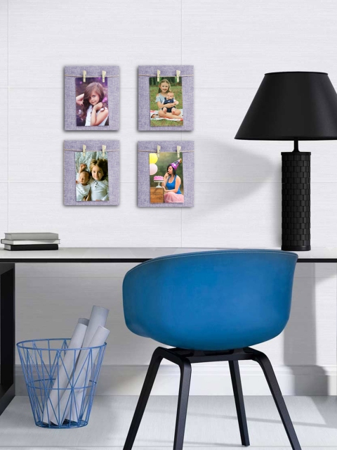 

Story@home Set of 4 Multicoloured Wooden Photo Frames, Purple