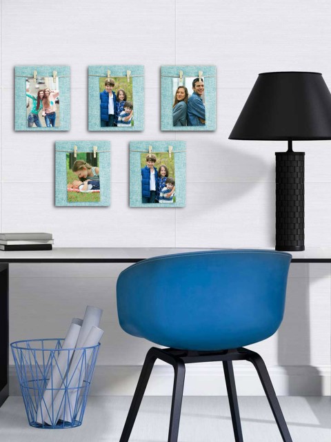 

Story@Home Set of 5 Multicoloured Wall Mount Photo Frames, Blue
