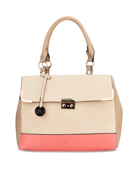 

Diana Korr Beige and Pink Solid Handheld Bag