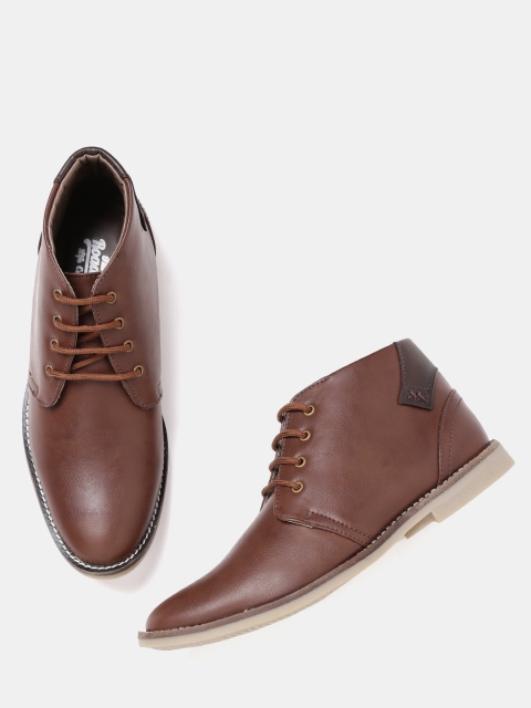 

Roadster Men Brown Solid Mid-Top Derbys