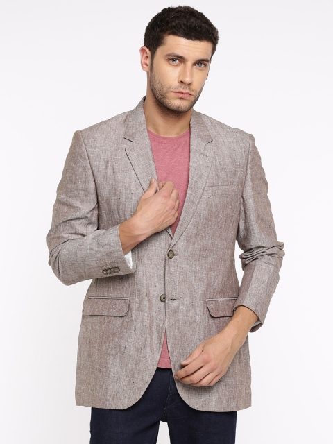 

ColorPlus Brown Custom Tailored Fit Single-Breasted Linen Smart Casual Blazer