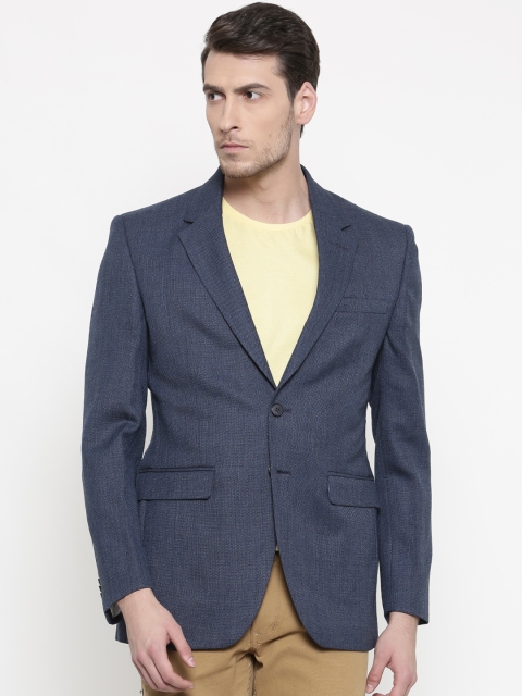 

ColorPlus Navy Custom Slim Fit Patterned Single-Breasted Casual Blazer, Navy blue