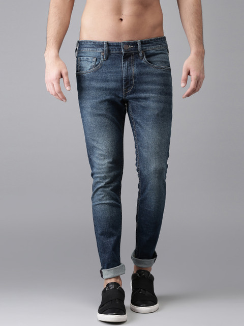 

HERE&NOW Men Blue Skinny Fit Mid-Rise Clean Look Stretchable Jeans