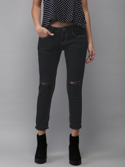 

HERE&NOW Women Blue Skinny Fit Mid-Rise Slash Knee Stretchable Jeans