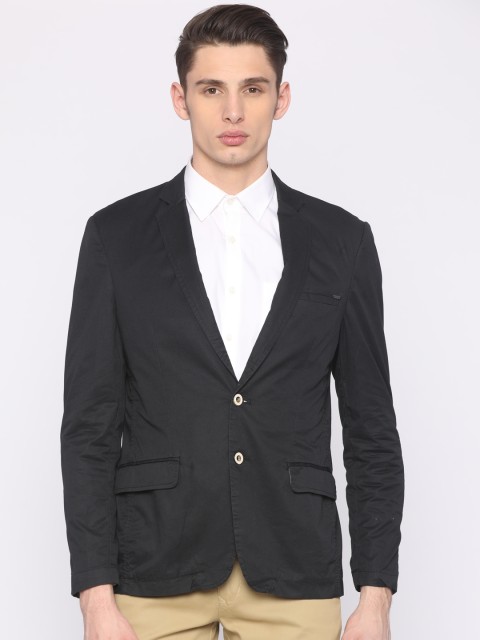 

Park Avenue Men Black Slim Fit Solid Casual Blazer