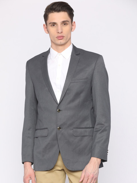 

Park Avenue Men Charcoal Grey Solid Slim Fit Smart Casual Blazer