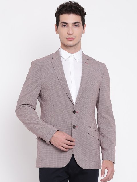 

Raymond Red & Black Patterned Tailored Slim Fit Formal Blazer