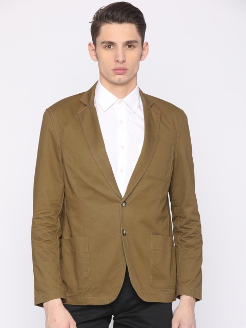 

Parx Khaki Slim Fit Single-Breasted Casual Blazer